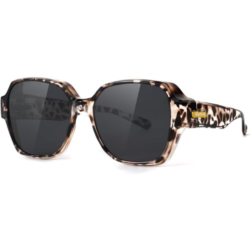 Women's Light Tortoise Frame Black Lens Stylish Oversized Fit-over Sunglasses
